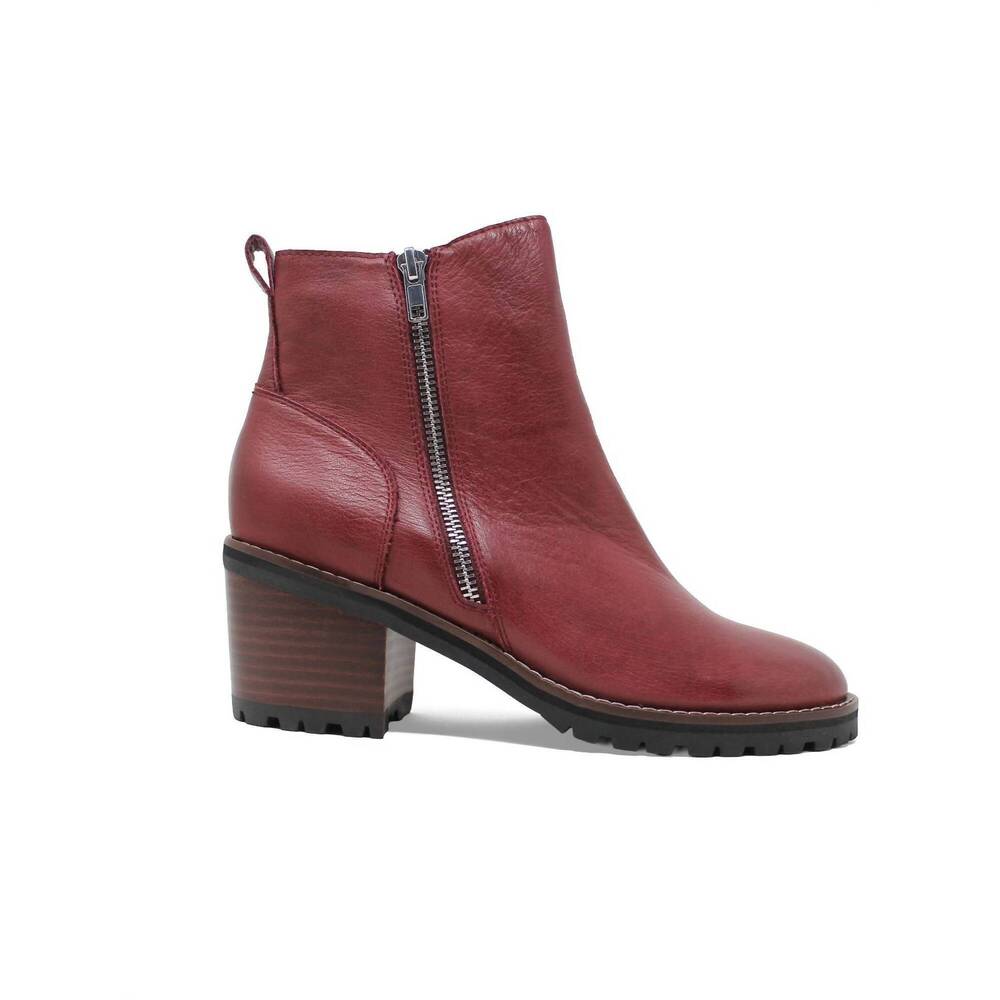 NEW DJANGO & JULIETTE women's birdi ankle boots in burgandy-brown leather